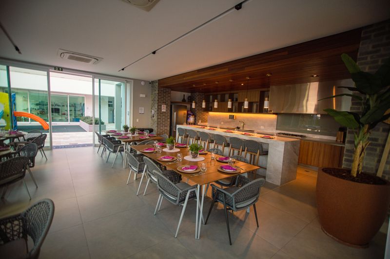 Private dining event setup at Hangry Joe's restaurant