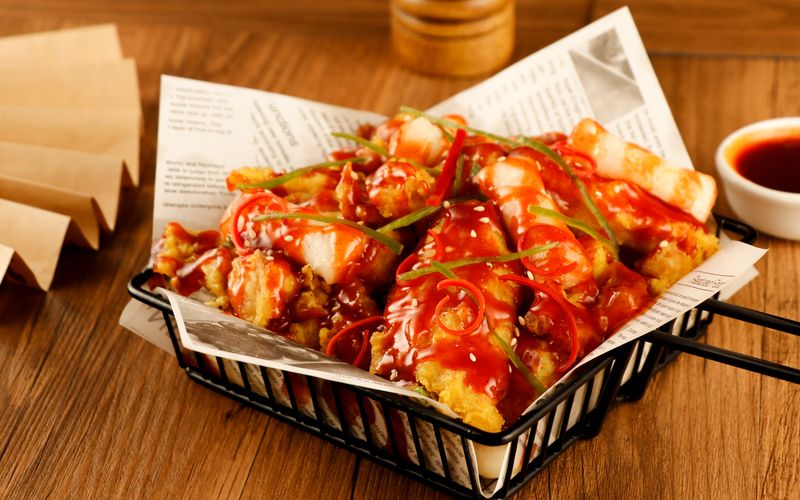 Hangry Joe's signature hot chicken sandwich with crispy coating